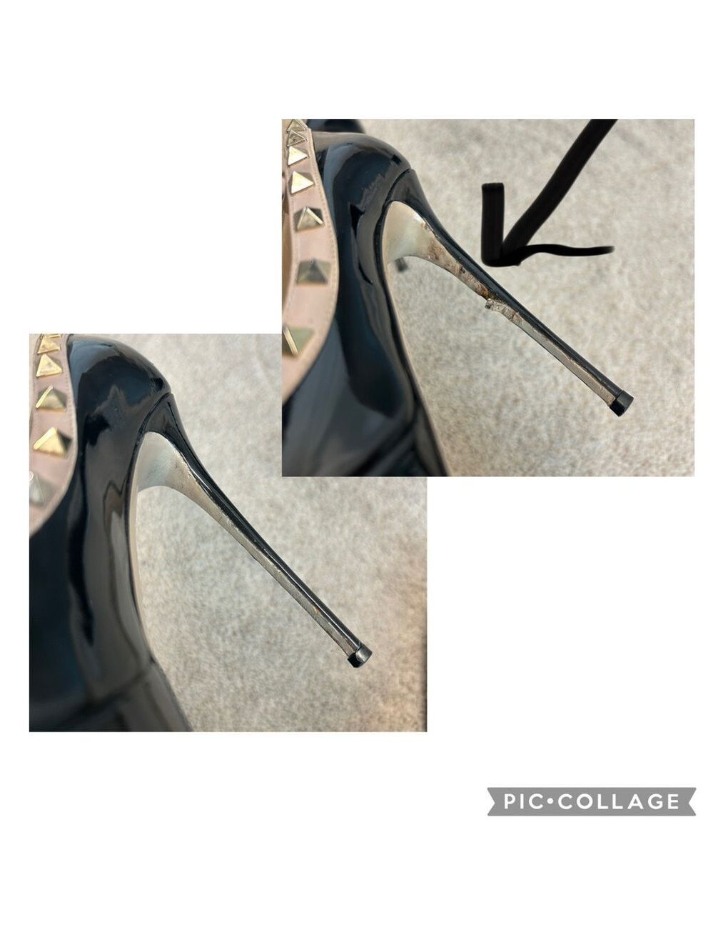 Valentino Rockstud platform peep-toe pumps black patent leather Sz 38.5 - Picture 9 of 13